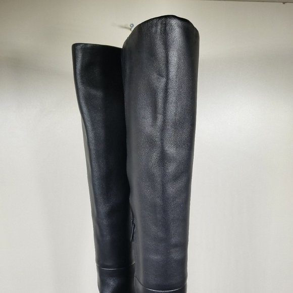 Vince Knee High Kitten Heel Boots, Black Leather, Womens Size 6.5 US / 36.5 - Picture 8 of 16